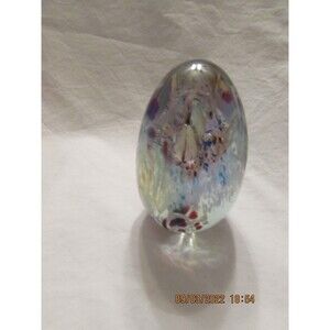ART GLASS EGG PAPER WEIGHT MULTI COLORED STUDIO ART